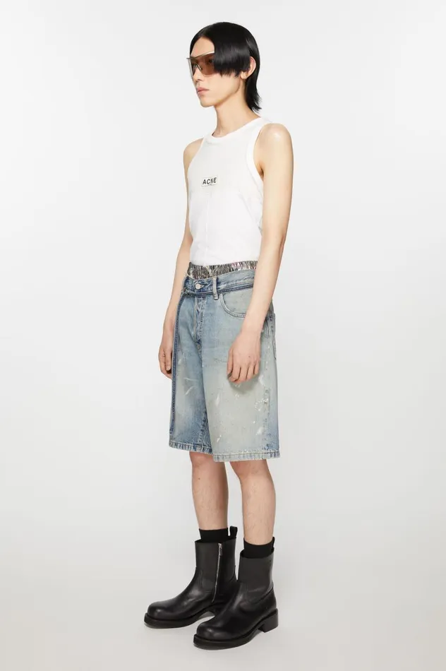 Acne Studios Loose Fit Denim Shorts Light Blue Men Shorts
