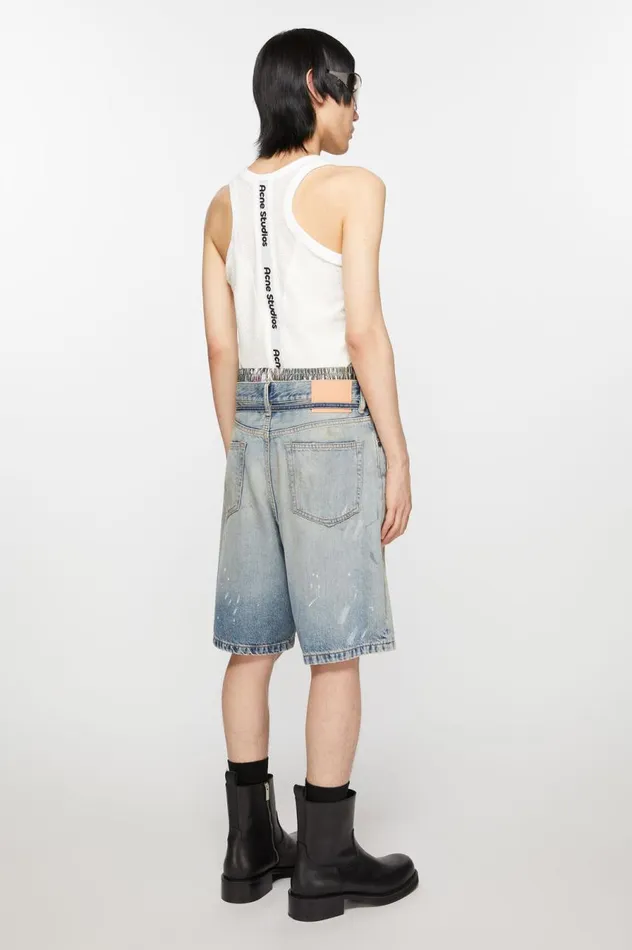 Acne Studios Loose Fit Denim Shorts Light Blue Men Shorts