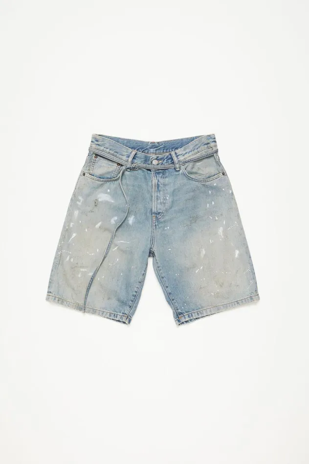 Acne Studios Loose Fit Denim Shorts Light Blue Men Shorts