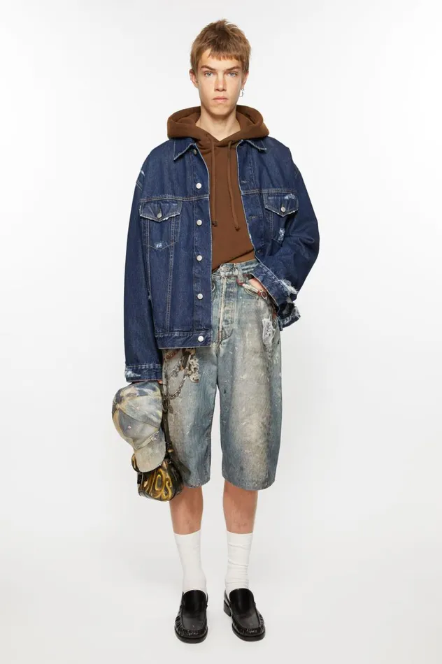 Acne Studios Loose Fit Shorts Mid Blue Men Shorts