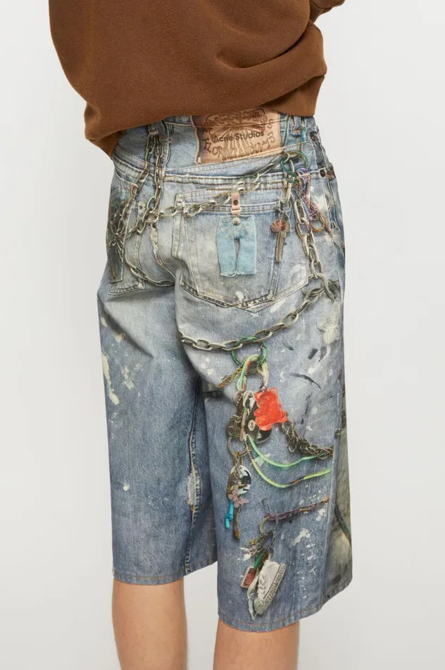 Acne Studios Loose Fit Shorts Mid Blue Men Shorts