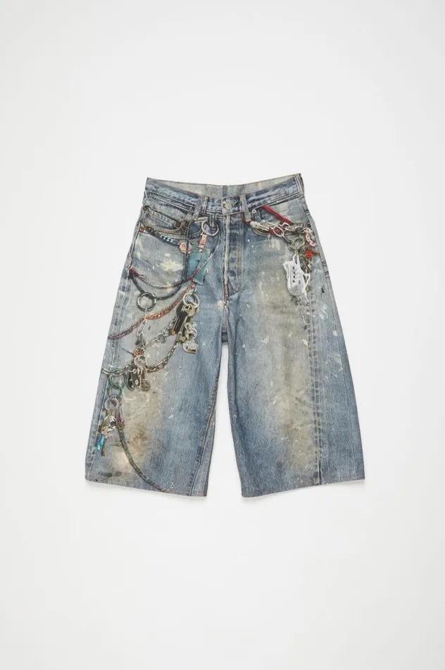 Acne Studios Loose Fit Shorts Mid Blue Men Shorts