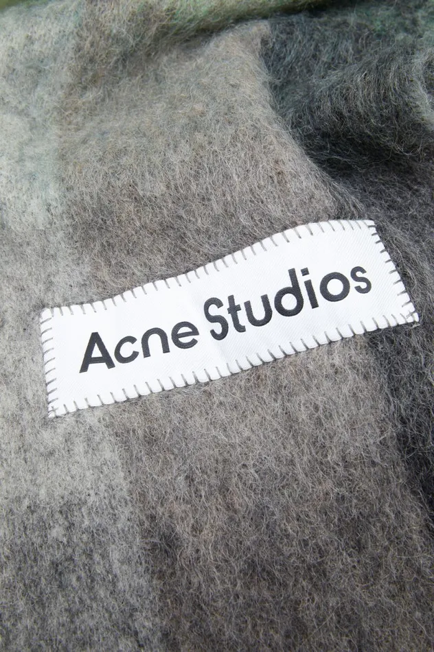 Acne Studios Mohair Checked Scarf Greengreyblack Women Scarves