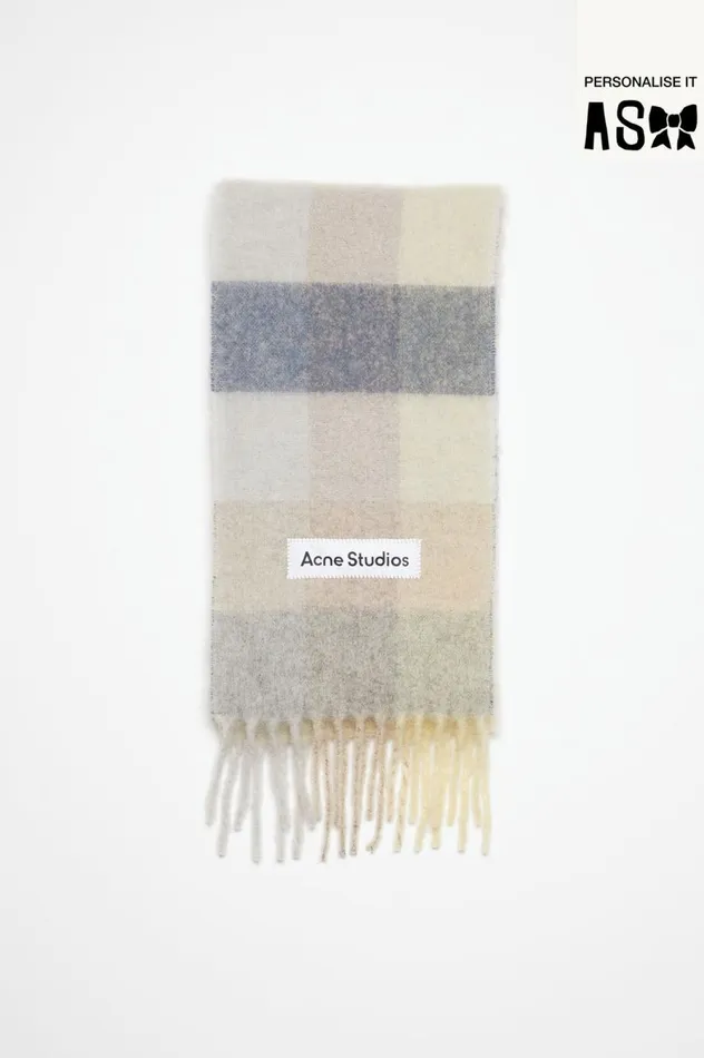 Acne Studios Mohair Checked Scarf Vanillabeigelavender Women Scarves