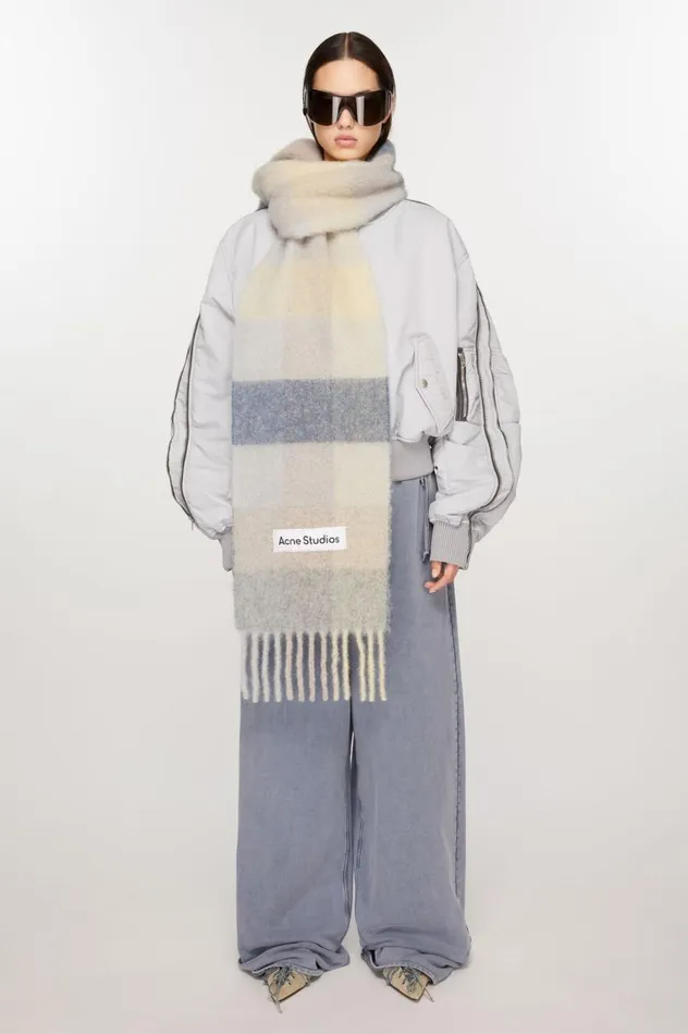 Acne Studios Mohair Checked Scarf Vanillabeigelavender Women Scarves