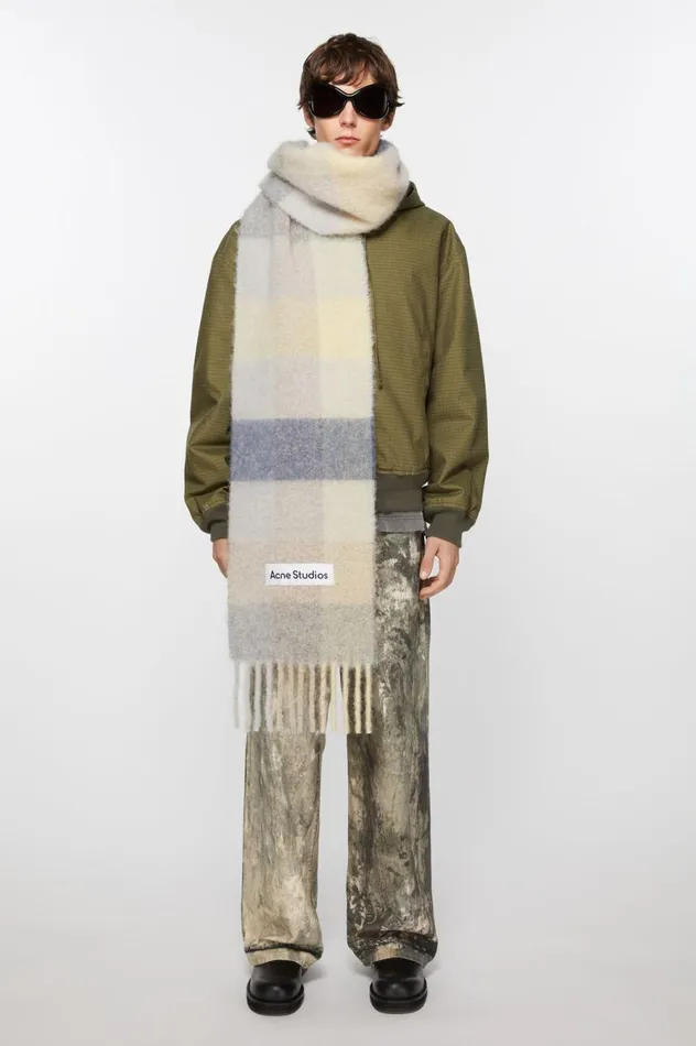 Acne Studios Mohair Checked Scarf Vanillabeigelavender Women Scarves