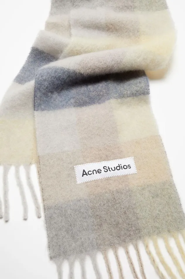 Acne Studios Mohair Checked Scarf Vanillabeigelavender Women Scarves