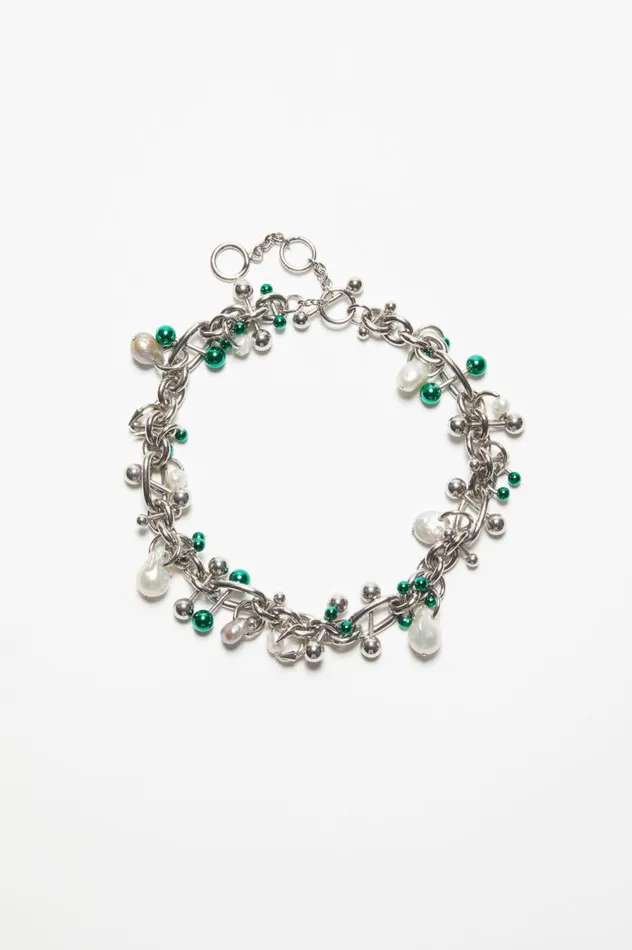 Acne Studios Multi Charm Necklace Silvergreen Men Jewellery