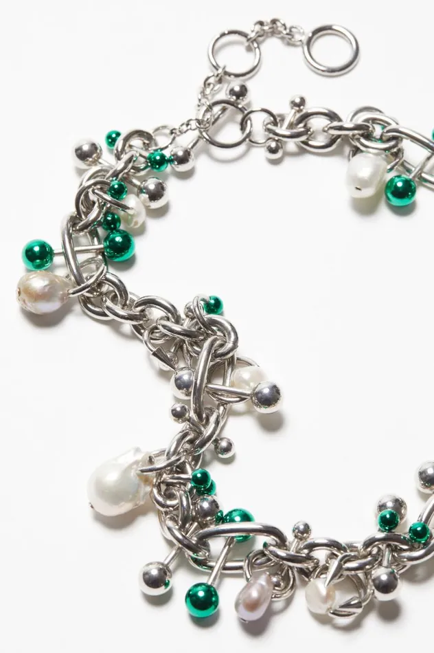 Acne Studios Multi Charm Necklace Silvergreen Men Jewellery