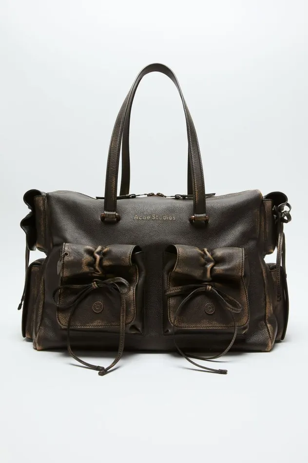 Acne Studios Multipocket Tote Bag Dark Brownbeige Men Bags