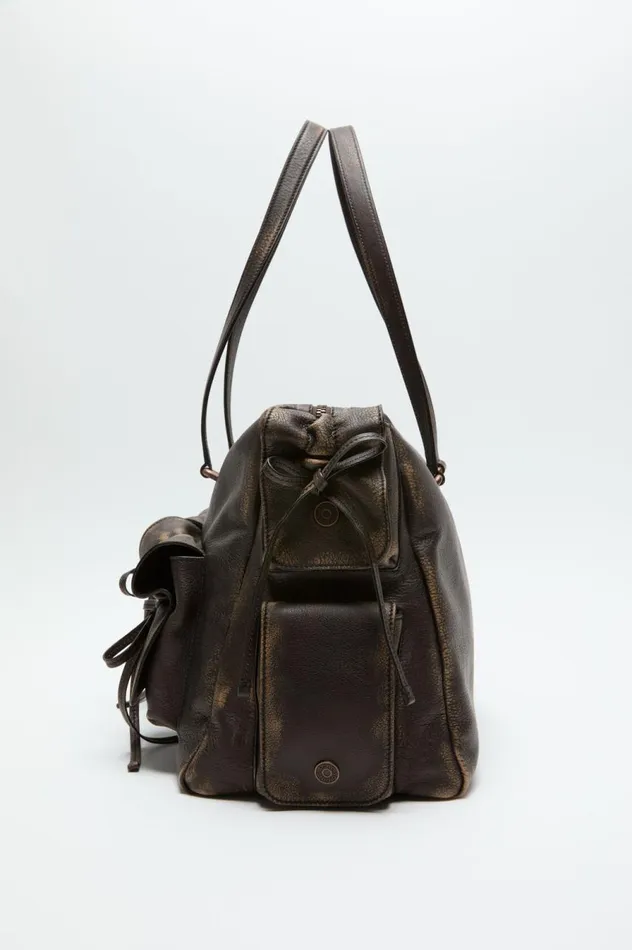Acne Studios Multipocket Tote Bag Dark Brownbeige Men Bags