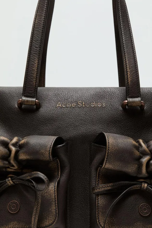 Acne Studios Multipocket Tote Bag Dark Brownbeige Men Bags