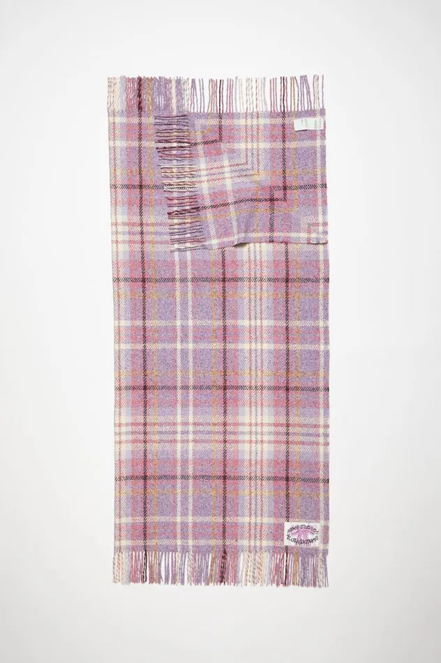 Acne Studios Oversized Plaid Scarf Blanket Violet Purple Women Scarves
