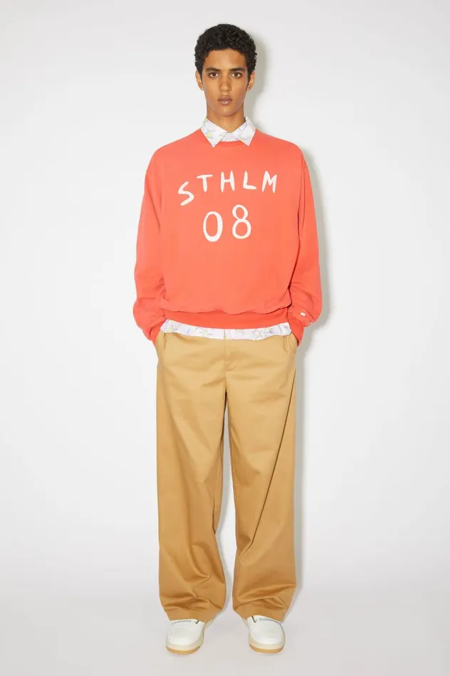 Acne Studios Patch Print Sweater 8211 Relaxed Fit Chili Orange Men Sweatshirts Acne Studios Patch Print Sweater 8211 Relaxed Fit Chili Orange Men Sweatshirts