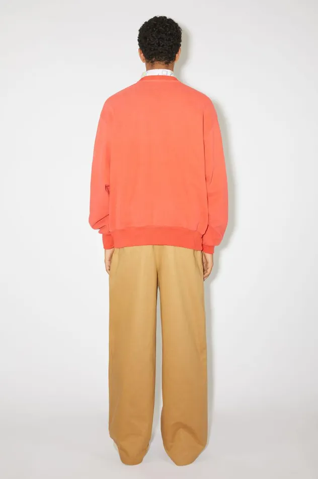 Acne Studios Patch Print Sweater 8211 Relaxed Fit Chili Orange Men Sweatshirts