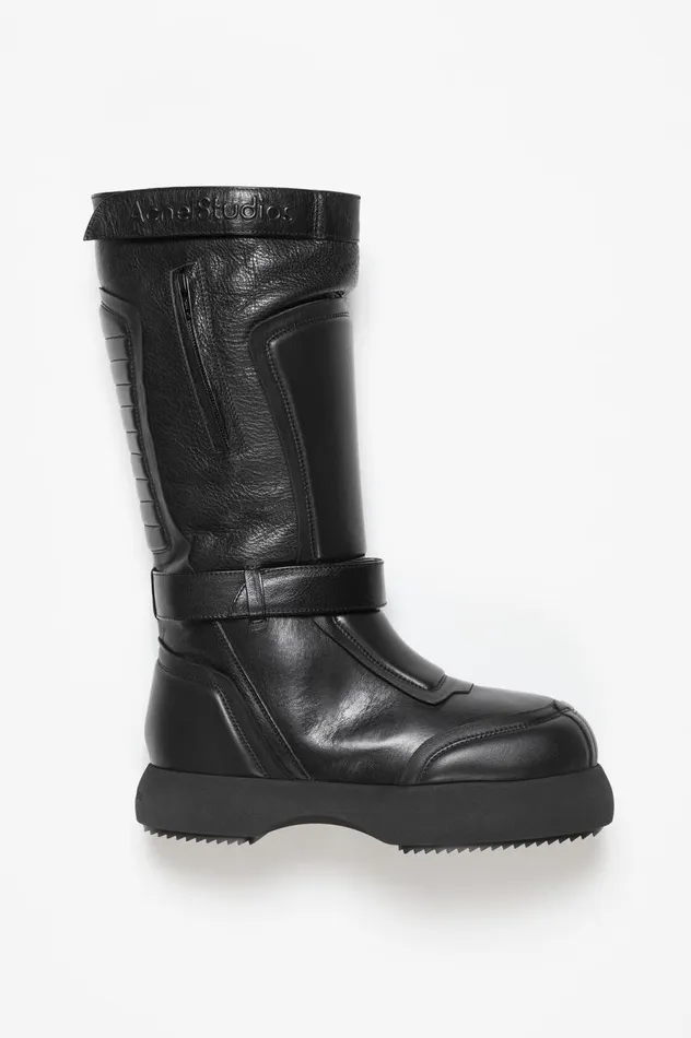 Acne Studios Patchwork Leather Boots Black Women Shoes