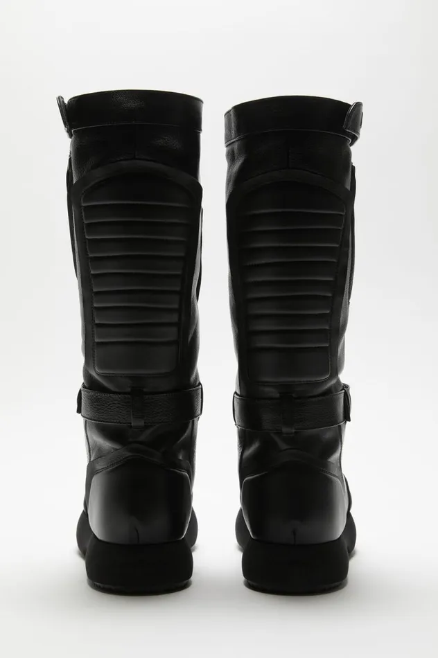 Acne Studios Patchwork Leather Boots Black Women Shoes