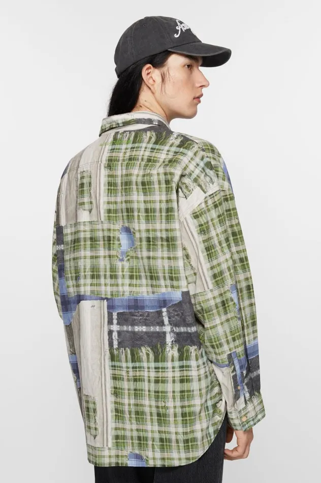 Acne Studios Print Buttonup Shirt Green Multi Men Shirts