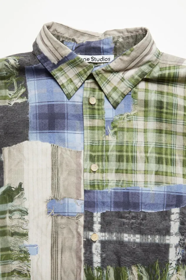 Acne Studios Print Buttonup Shirt Green Multi Men Shirts