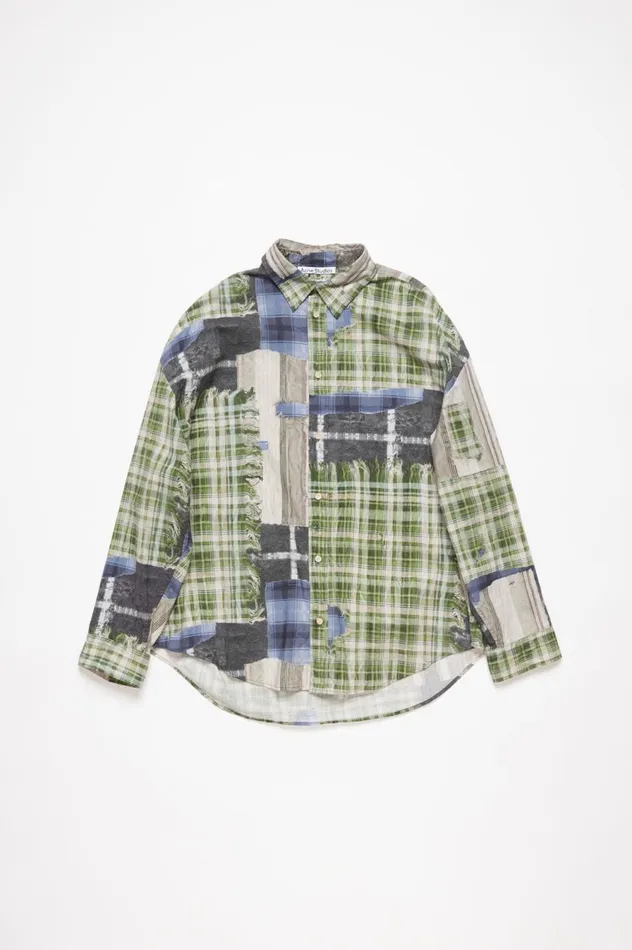 Acne Studios Print Buttonup Shirt Green Multi Men Shirts