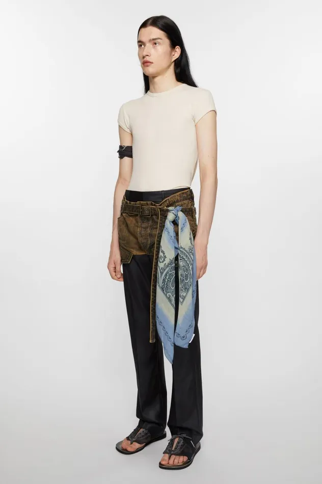 Acne Studios Print Light Wool Scarf Dusty Beigelight Blue Women Scarves