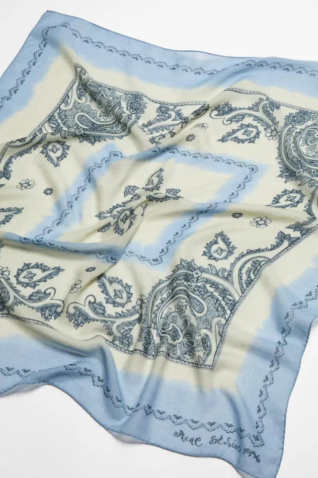 Acne Studios Print Light Wool Scarf Dusty Beigelight Blue Women Scarves