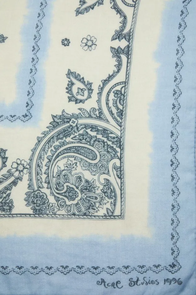 Acne Studios Print Light Wool Scarf Dusty Beigelight Blue Women Scarves