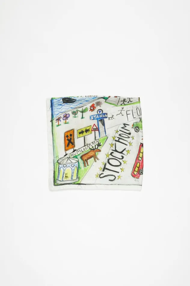 Acne Studios Print Silk Scarf Multicolor Men Scarves