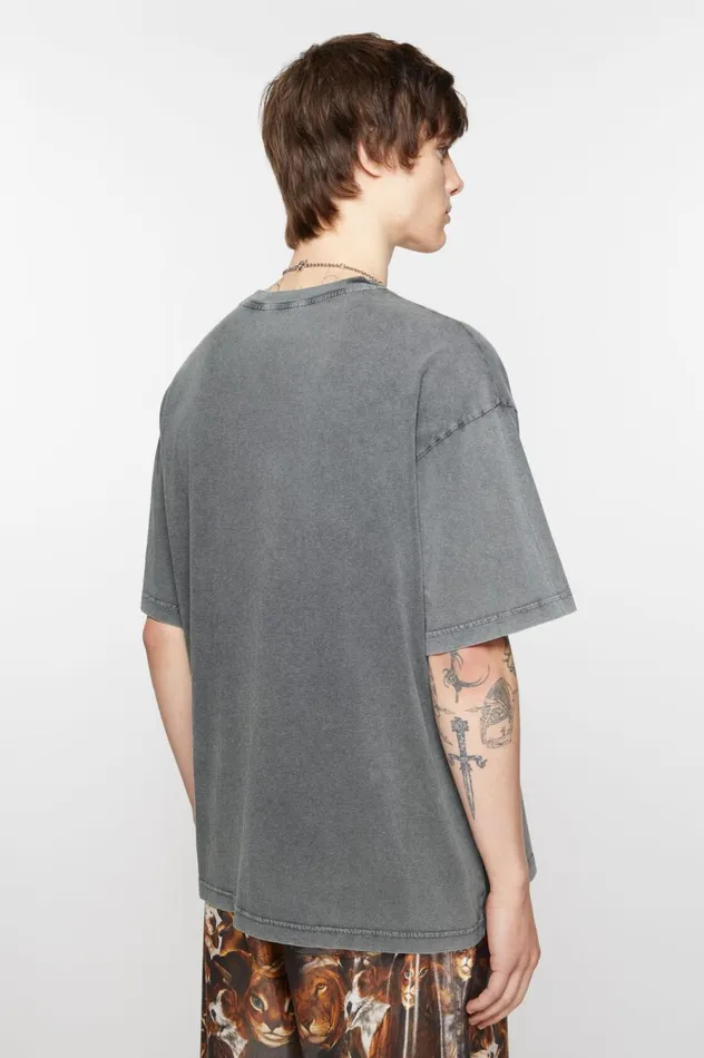 Acne Studios Print Tshirt 8211 Relaxed Fit Faded Black Women Tshirts