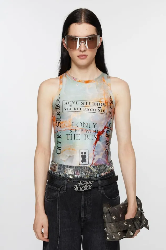 Acne Studios Print Tank Top Pastel Green Men Tshirts