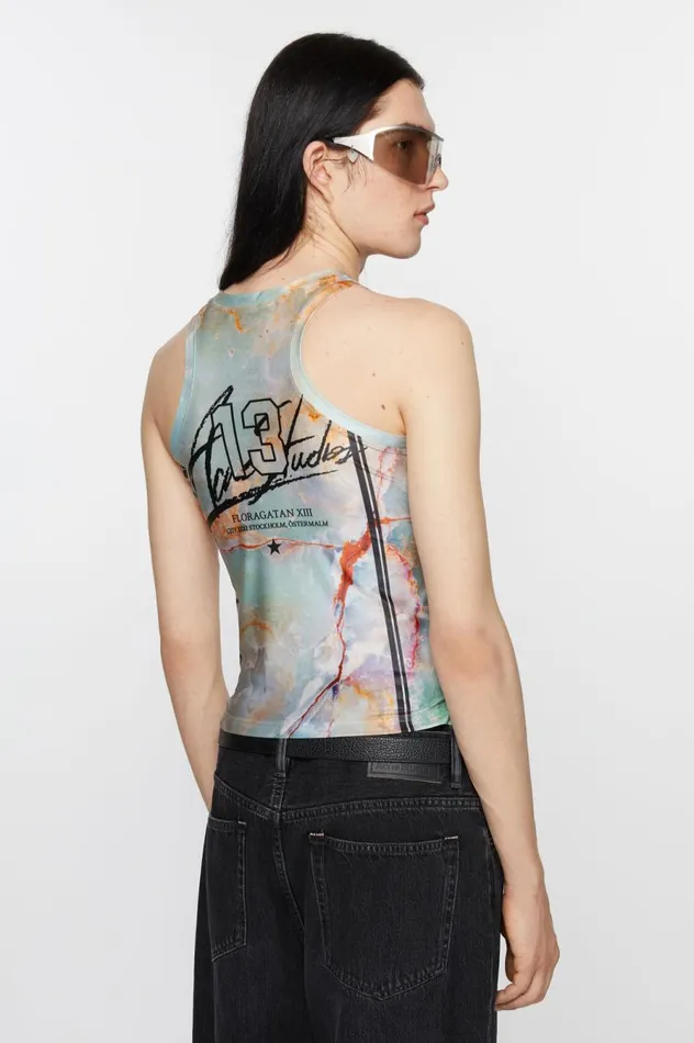 Acne Studios Print Tank Top Pastel Green Men Tshirts