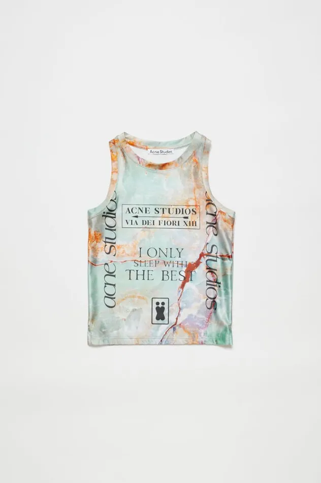 Acne Studios Print Tank Top Pastel Green Men Tshirts