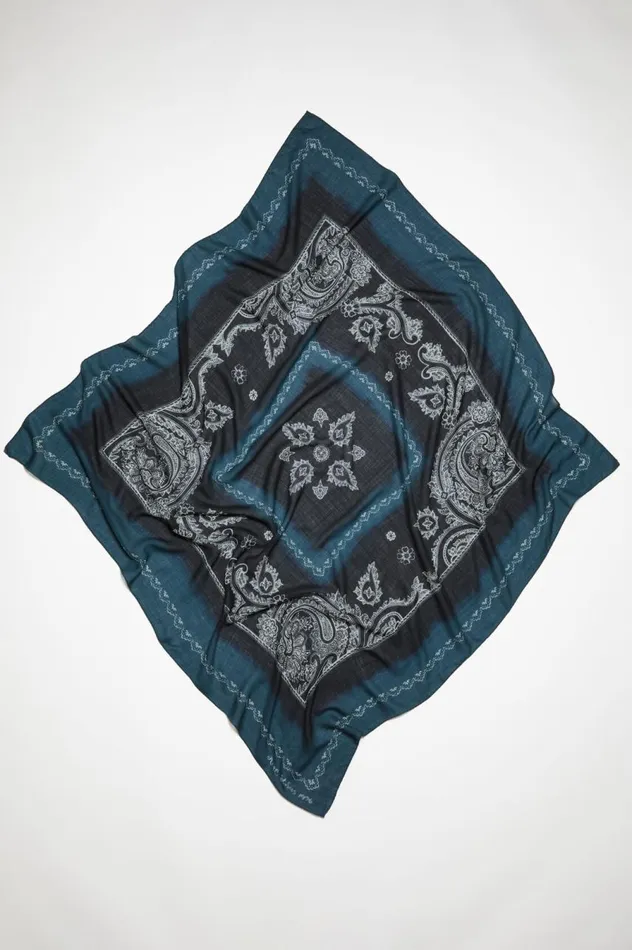 Acne Studios Printed Scarf Denim Blueblack Women Scarves