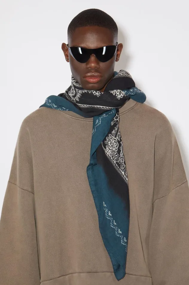 Acne Studios Printed Scarf Denim Blueblack Women Scarves
