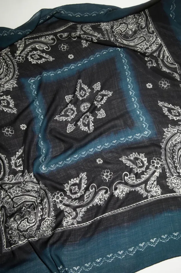 Acne Studios Printed Scarf Denim Blueblack Women Scarves