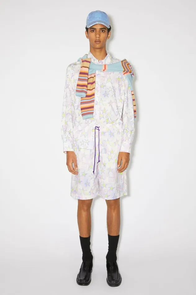 Acne Studios Printed Swim Shorts Pale Pinkmulti Men Shorts