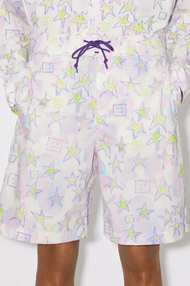 Acne Studios Printed Swim Shorts Pale Pinkmulti Men Shorts