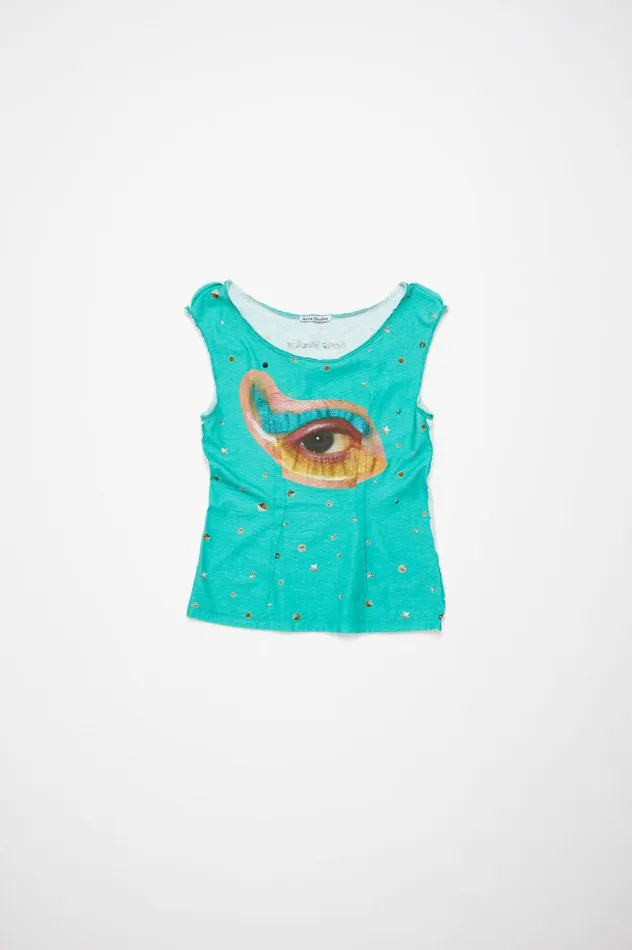Acne Studios Printed Tank Top Emerald Green Men Tshirts