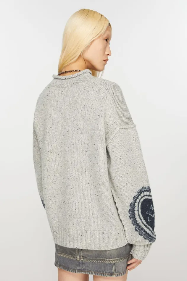 Acne Studios Printed Wool Blend Jumper Light Grey Women Knitwear