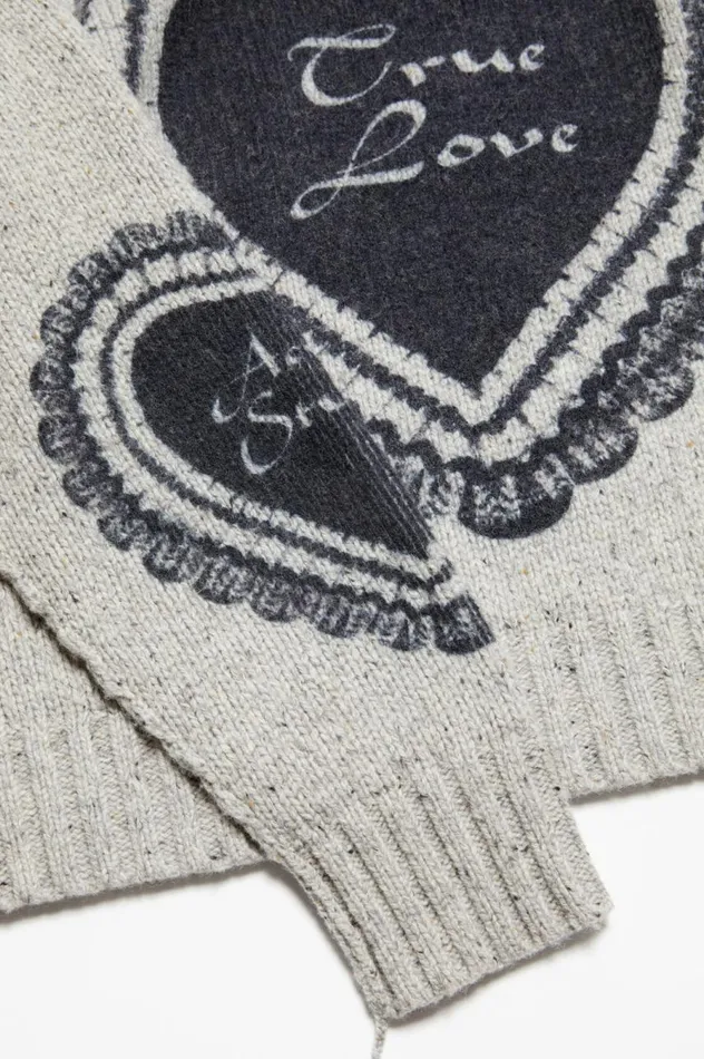 Acne Studios Printed Wool Blend Jumper Light Grey Women Knitwear