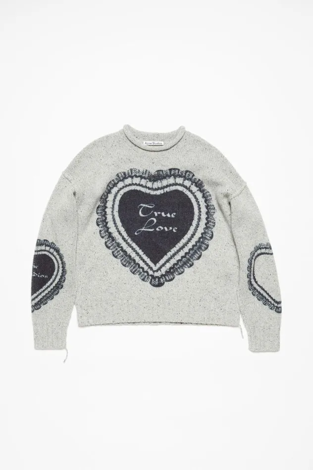 Acne Studios Printed Wool Blend Jumper Light Grey Women Knitwear