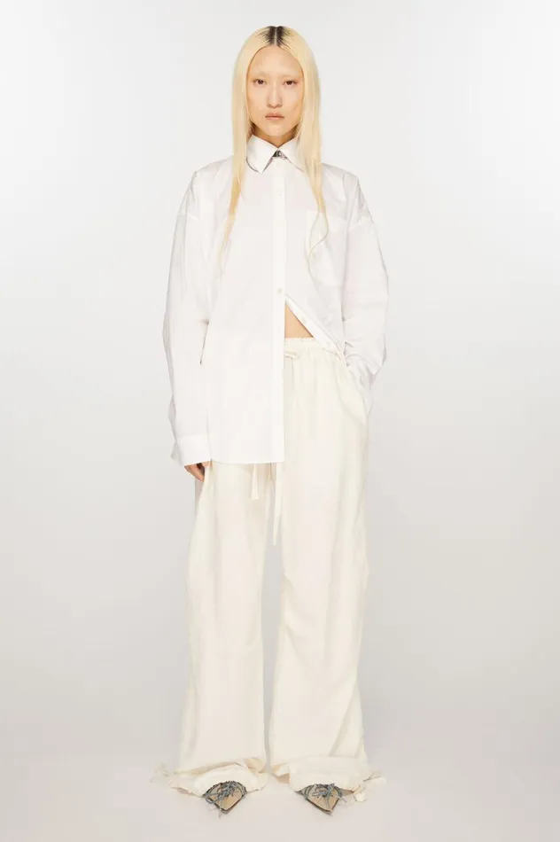 Acne Studios Relaxed Drawstring Trousers Warm White Women Trousers