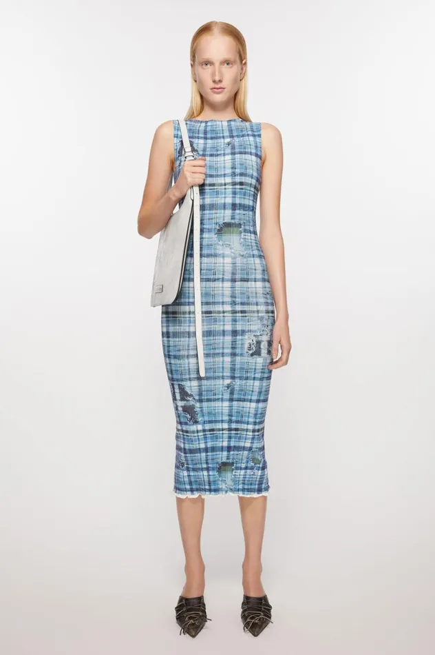 Acne Studios Rib Knit Dress Blue Women Dresses