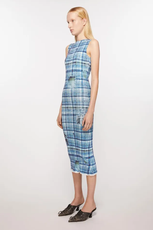 Acne Studios Rib Knit Dress Blue Women Dresses