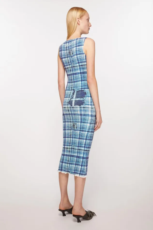 Acne Studios Rib Knit Dress Blue Women Dresses