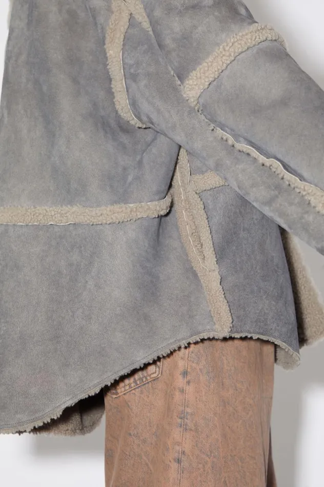 Acne Studios Shearling Jacket Taupe Grey Men Outerwear