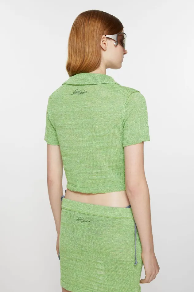 Acne Studios Short Sleeve Cardigan Bright Green Women Knitwear