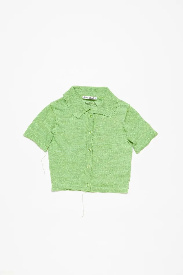 Acne Studios Short Sleeve Cardigan Bright Green Women Knitwear