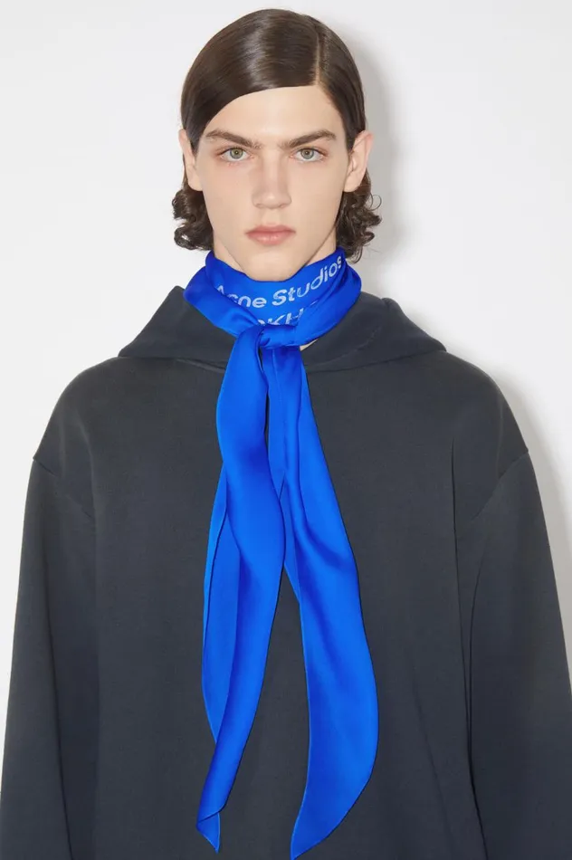 Acne Studios Silk Scarf Electric Blue Women Scarves