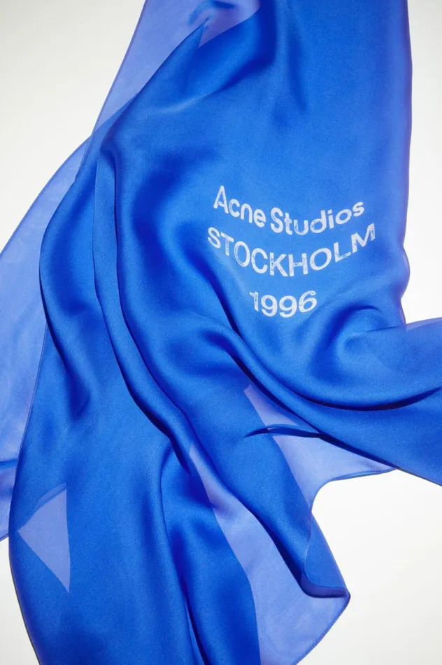 Acne Studios Silk Scarf Electric Blue Women Scarves